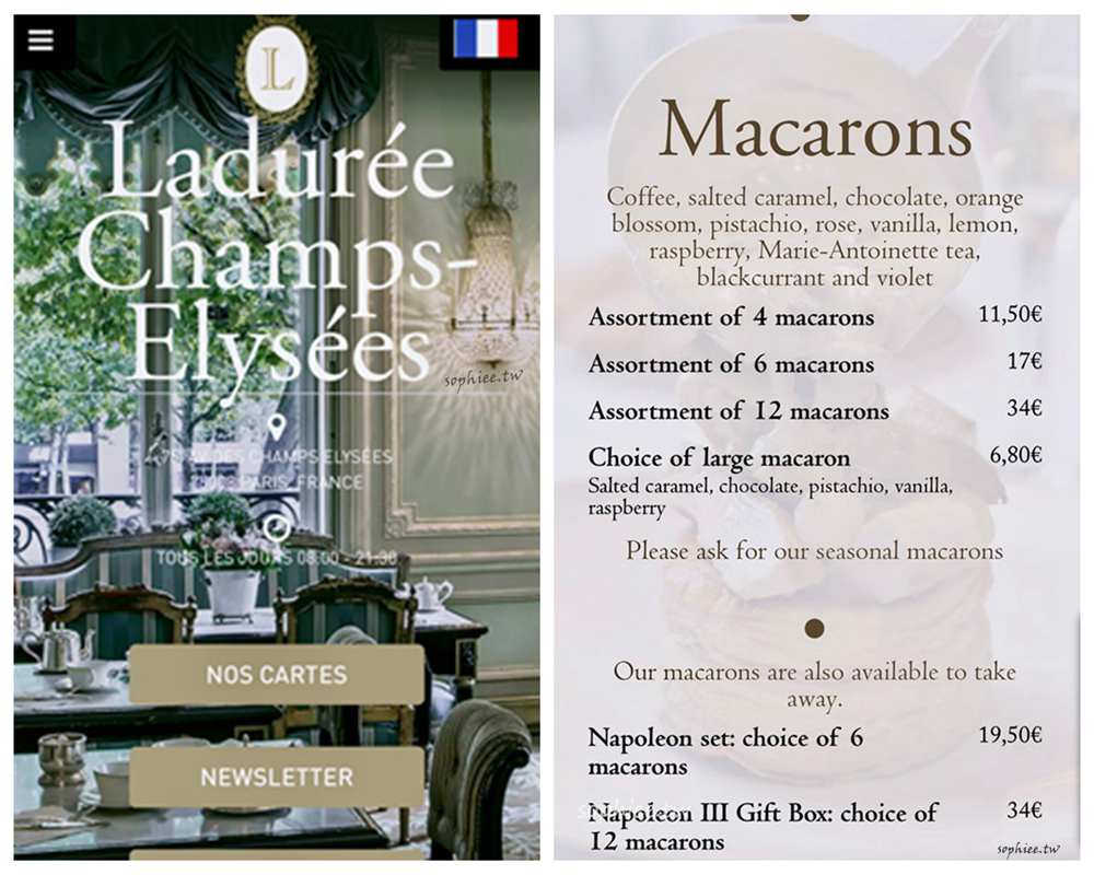 巴黎甜點。法國馬卡龍百年名店 Laduree拉杜蕾 巴黎香榭大道分店下午茶之約！