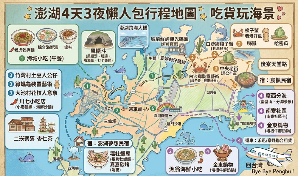 網站近期文章：2026最新 澎湖四天三夜放空之旅：吃喝玩樂全攻略（內附完整懶人包）
